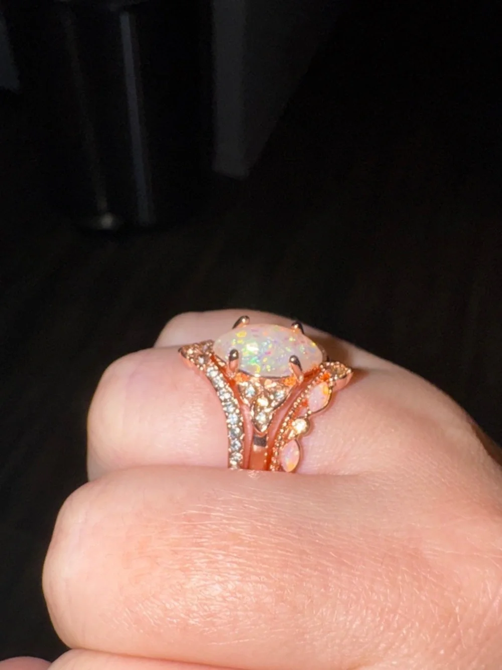 Rose gold opal rings